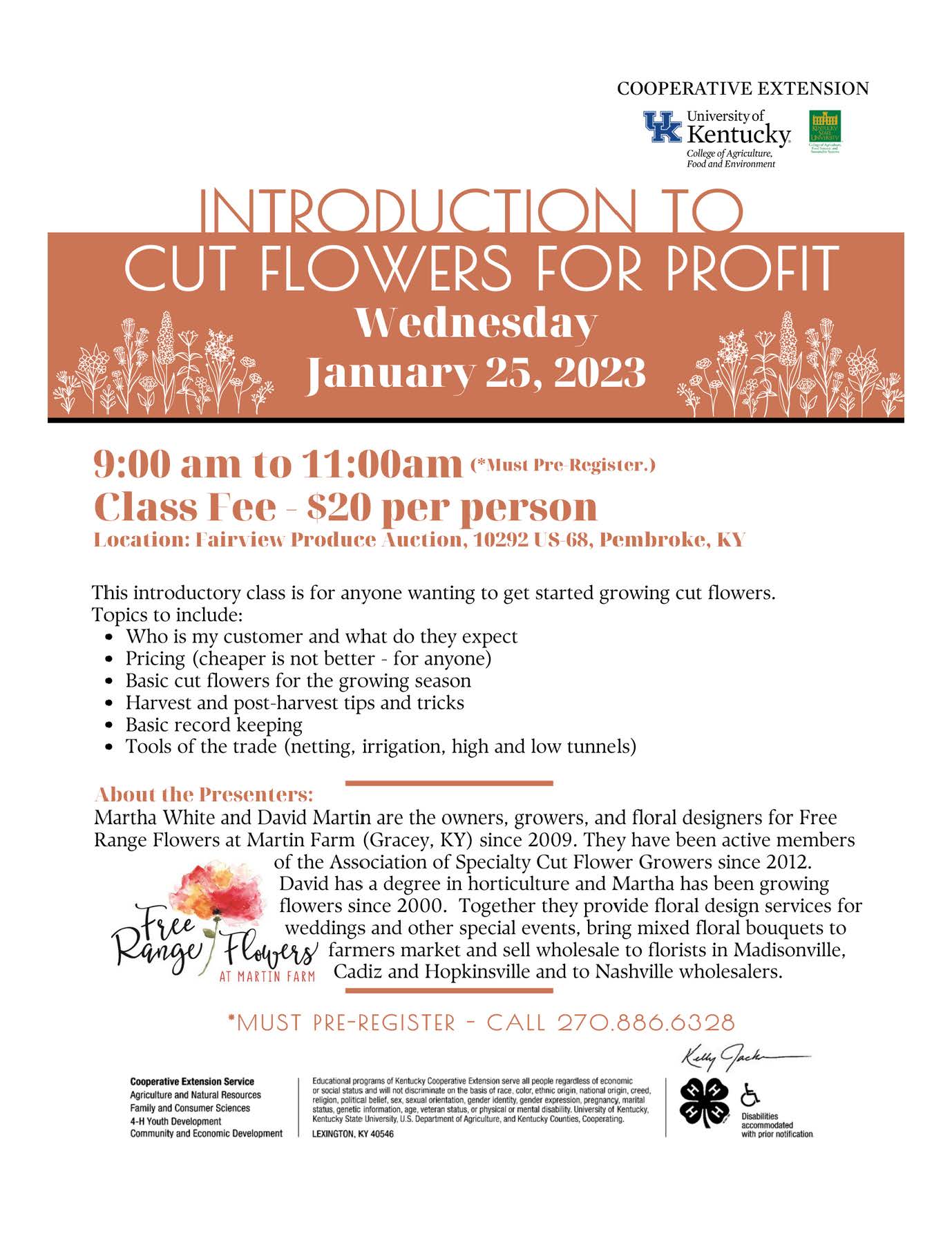 Flyer for Cut Flowers for Profit event