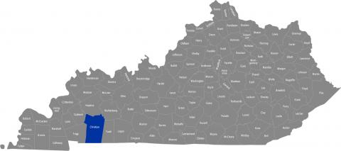 State of Kentucky map with Christian County highlighted